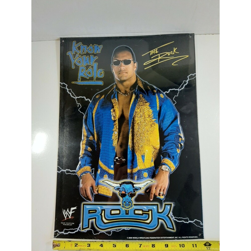Sealed Dwayne The Rock Johnson "Know Your Role" WWF (WWE) Metal Sign 12x17 2000